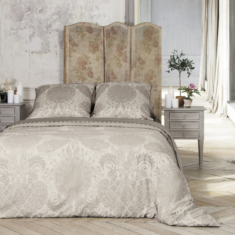 CXL By Christian Lacroix Damask Duvet Cover Set with Pillowcases Included, Super King - 2 Pillowcases (63 x 63 cm), Taupe