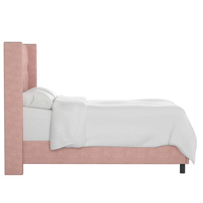 Casstown Upholstered Bed, Full, Zuma Rosequartz Textured Linen