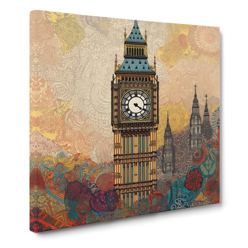Big Ben Paisley Art - Wrapped Canvas, 35cm H x 35cm W x 3cm D