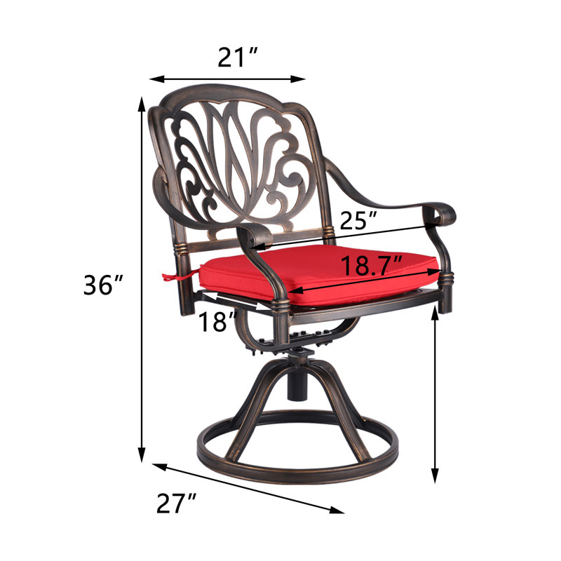 Fauteuil de patio pivotant avec coussin Vaidya, Rouge