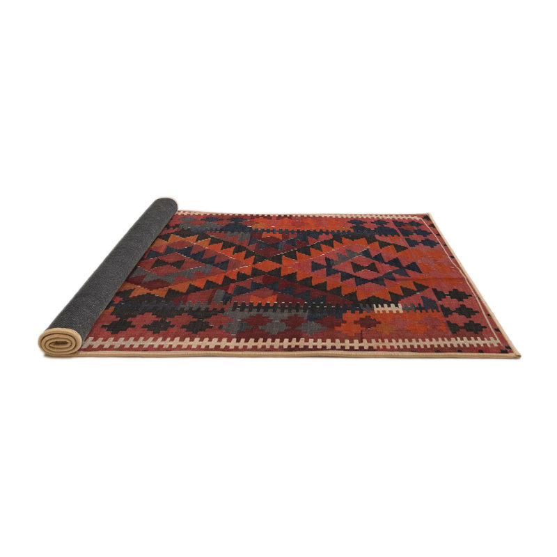 Tapis de zone orange/noir contemporaine, Rond 8 pi
