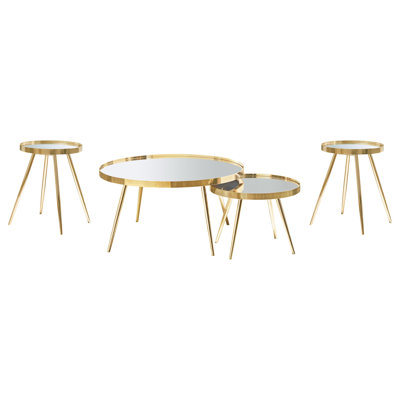 Ensemble de table basse et de table ronde 4 pièces Compson Doré