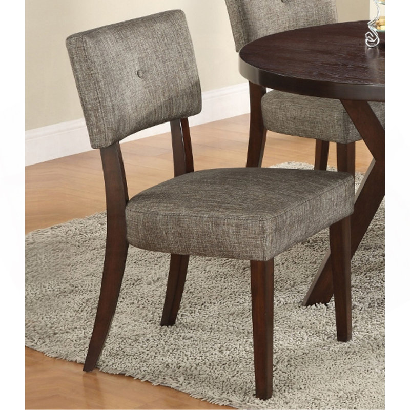 Drake Grey Fabric & Espresso Finish Side Chair (Set Of 2)