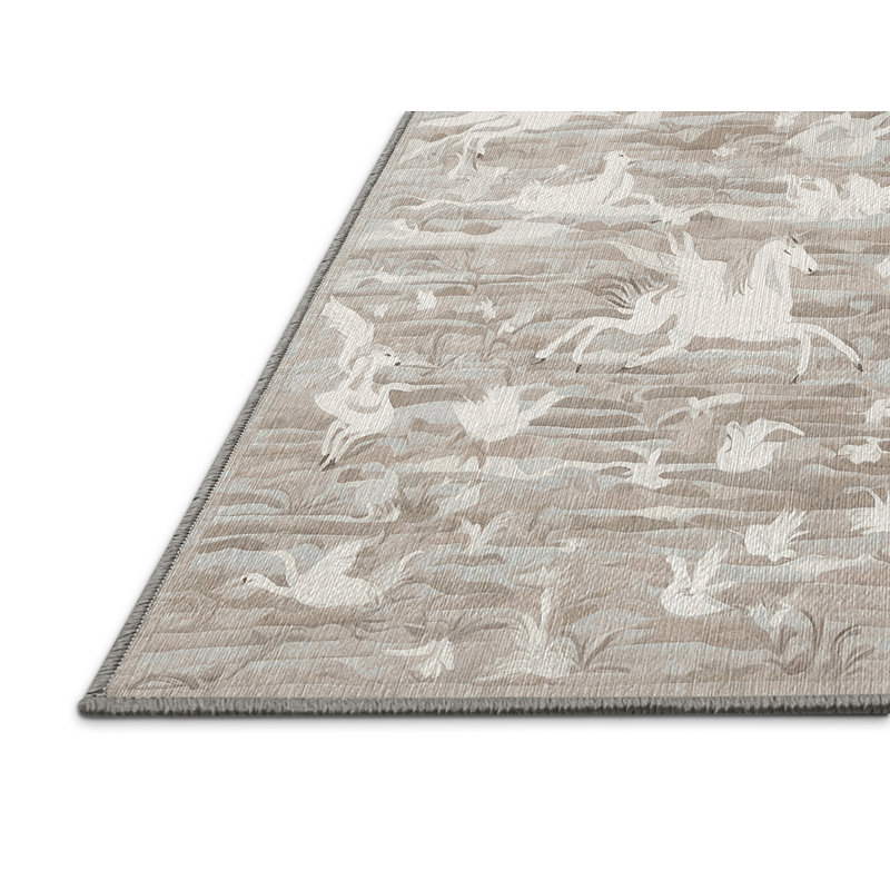 Tapis gris lavable à la machine, Rectangulaire 3 pi x 5 pi