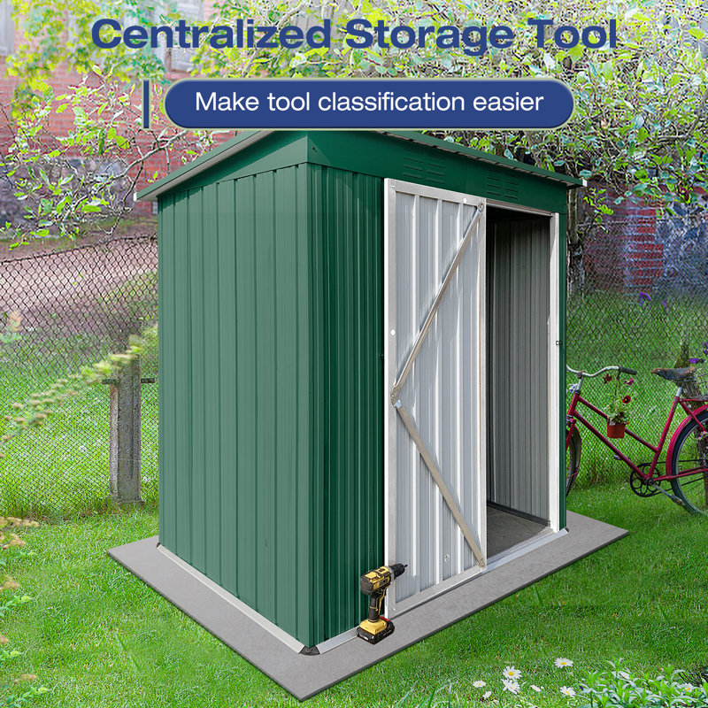 Remise à outils verticale en métal l 3 pi x P 5 pi, Vert foncé