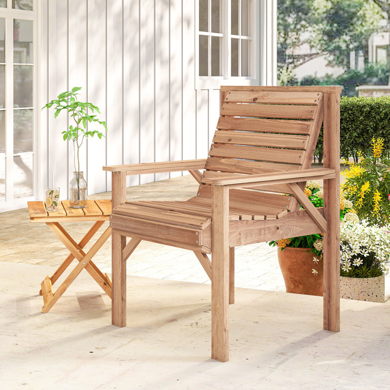 Patio Dining Armchair, Natural Wood