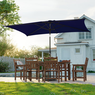 Donyea 10' x 6.5' Rectangular Tilt Market Patio Umbrella, Outdoor Umbrella with Crank, All-Weather UV Protection for Deck Backyard Garden Pool Lawn Porch