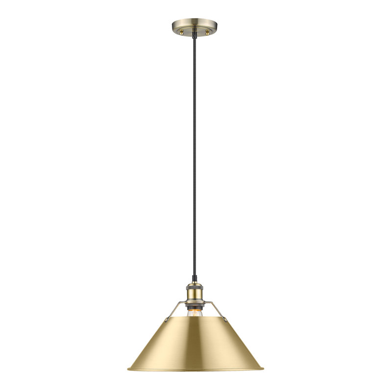 Luminaire suspendu conique à 1 lumière Weatherford, Laiton vieilli, H 131,5 po x l 14 po x P 14 po, Brushed Champagne Bronze