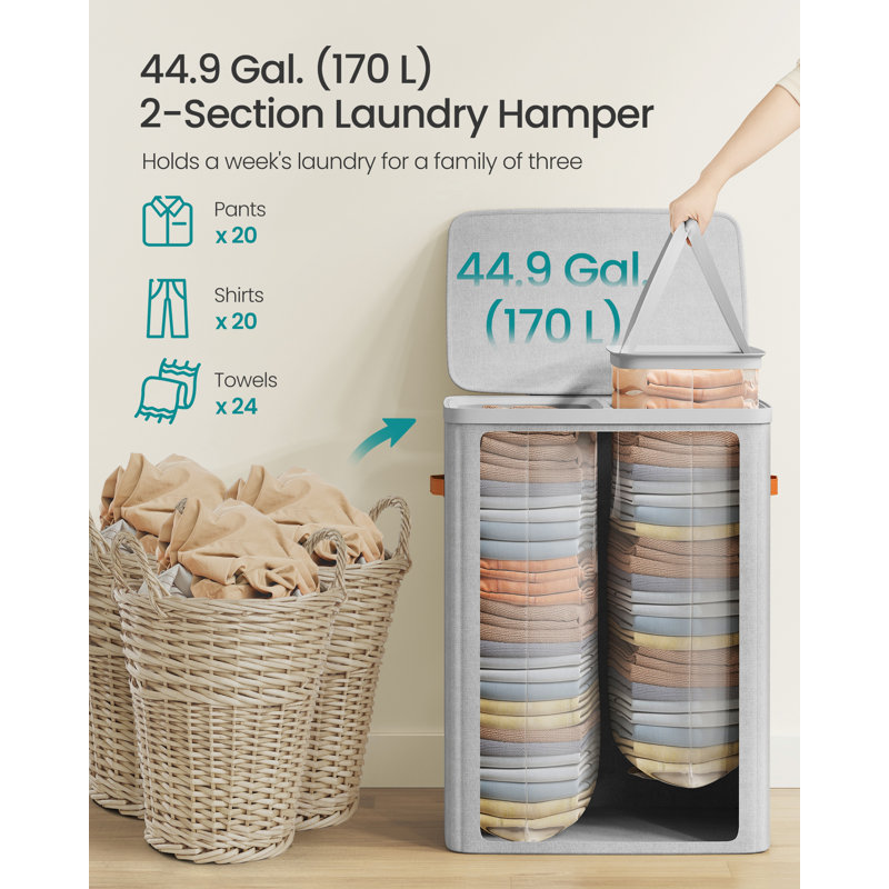 Laundry Basket With Lid, ?Ink , Gray