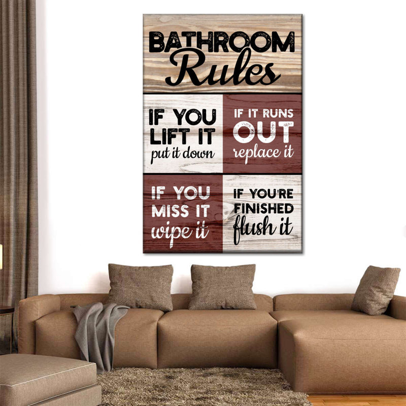 Toilette Commandements, impression sur toile, H 39 po x l 26 po x P 1,25 po