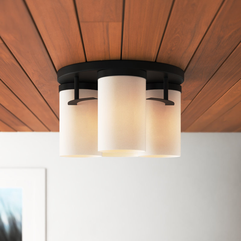 Plafonnier encastré 3 lumières 12 po Rudaigh, Noir, noir, noir, noir