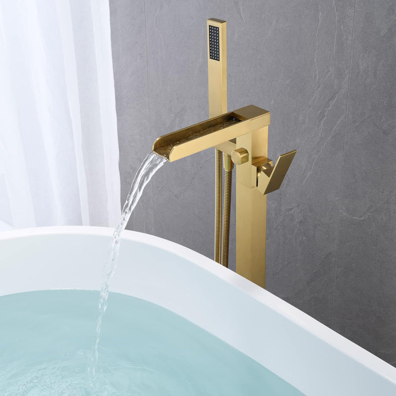 Robinet de baignoire à fixation sur le plancher à 1 poignée avec inverseur