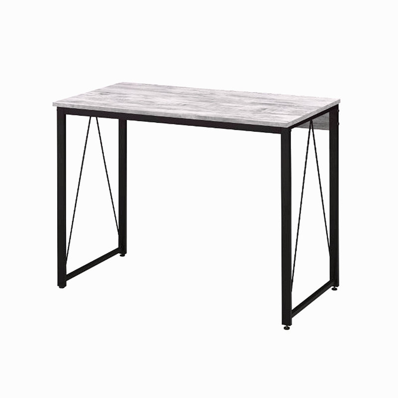 Bureau d'écriture rectangulaire avec base en métal, Blanc