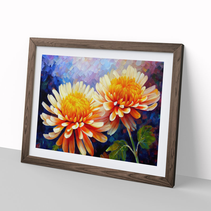 Chrysanthemum Flowers Vol.2 - Framed Print, 34cm H x 46cm W x 2cm D, Walnut Framed