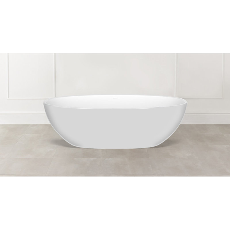 Barcelona Painted 70-1/4" x 33-5/8" Freestanding Soaking Bathtub in Volcanic Limestone with Overflow Hole