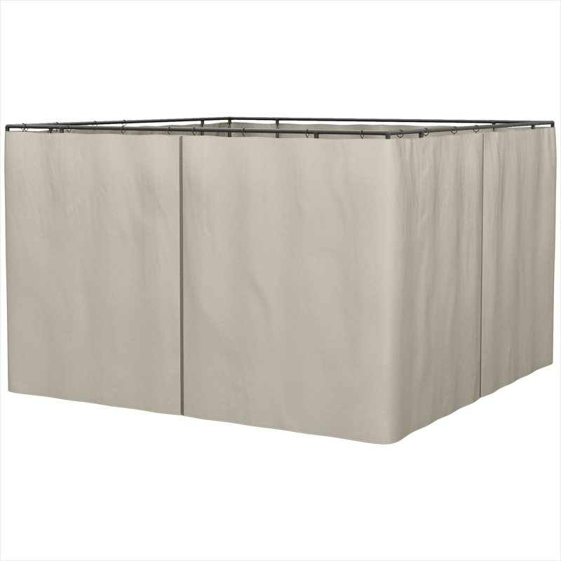 Pavillon de jardin en polyester beige pour l'extérieur avec structure en métal, panneaux d'intimité en polyester beige neutre