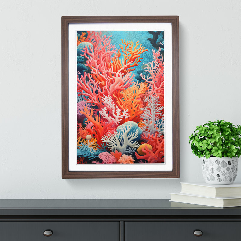Single Picture Frame Print on Wood, Walnut Framed, 64cm H x 46cm W