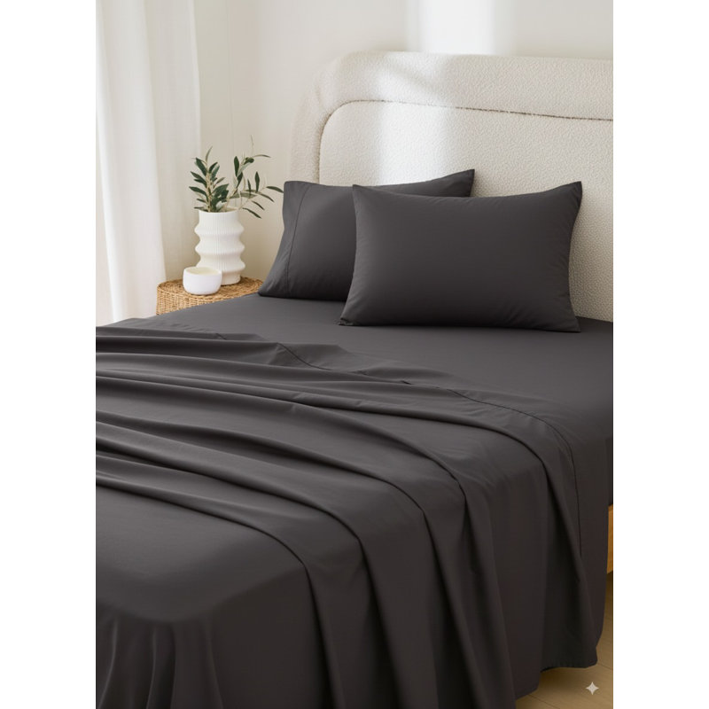 Rug Branch California Cotton Club 2 PC Queen Pillowcases – 600 Thread Count, 100% Long-Staple Cotton, Soft Sateen Weave, Breathable, Durable, Machine Washable – Charcoal