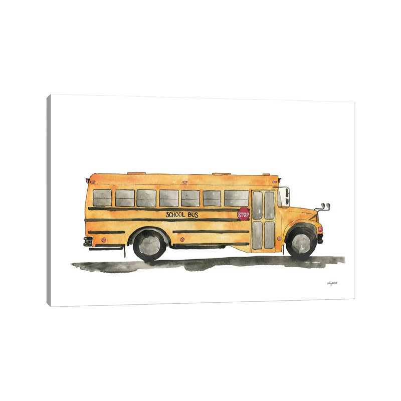 «School Bus» par Kelsey Mcnatt - reproduction d'art sur toile tendue, H 8 po x l 12 po x P 0,75 po
