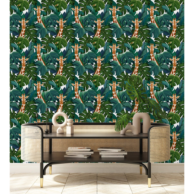 Panneau de papier peint feuilles exotiques Zysk, L 2,08 pi x L 10,42 pi
