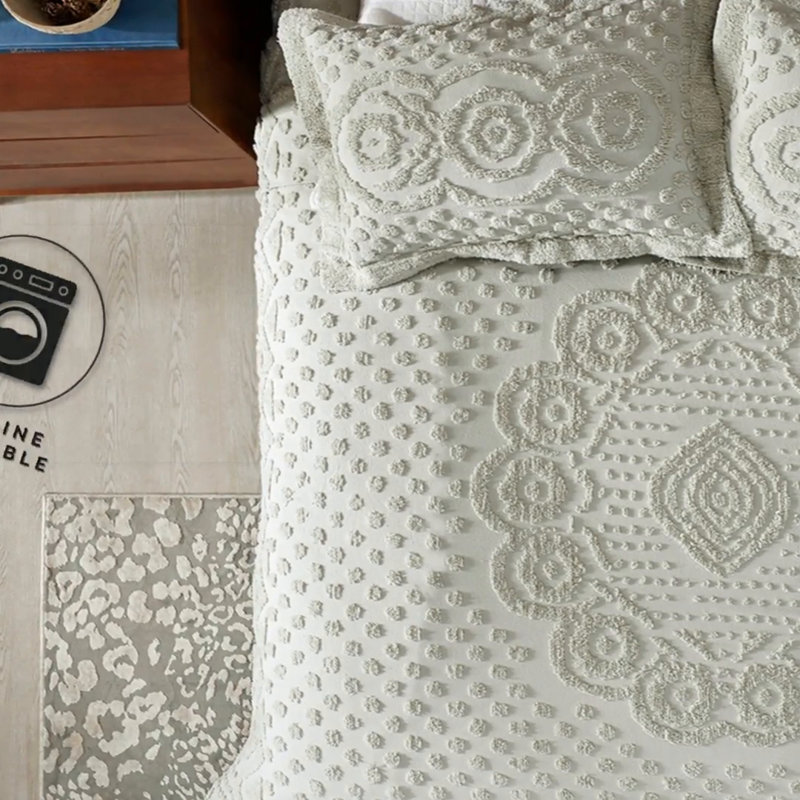 Blue Cotton Tufted Chenille King Sham