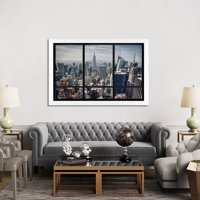 Print on Canvas, White Framed, 152.5 cm H x 101.5 cm W x 4.445 cm D