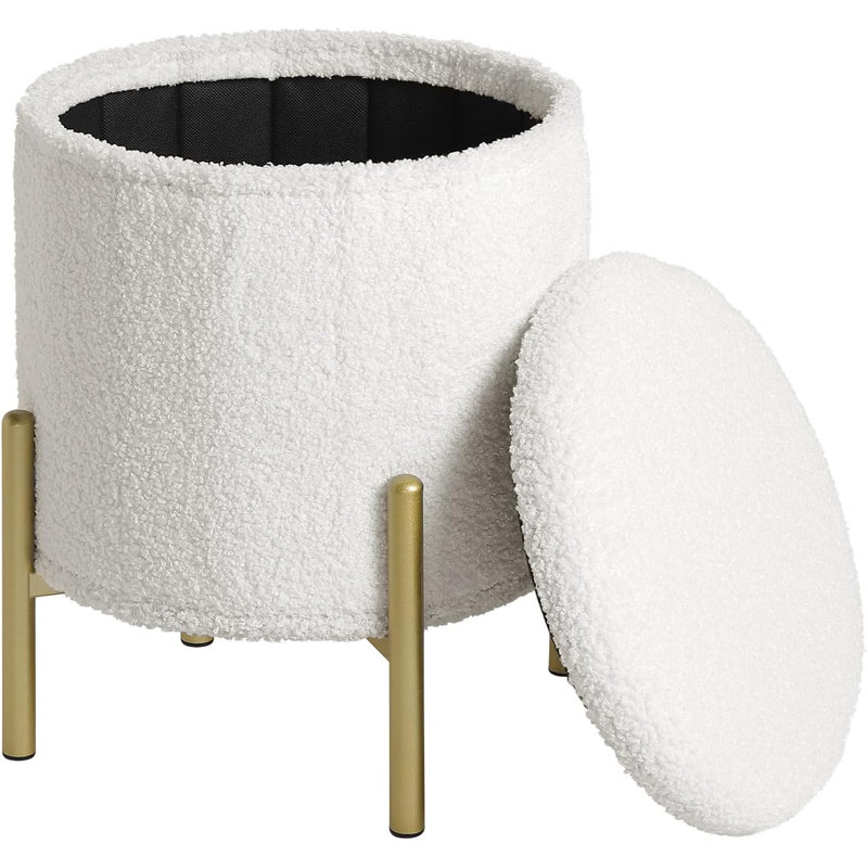 Belmoor 35cm Wide Round Solid Colour Ottoman with Storage