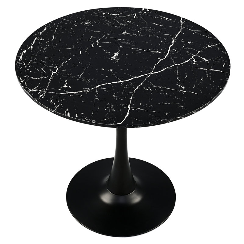 Allegonde 31.5" Round Pedestal Dining Table, Black