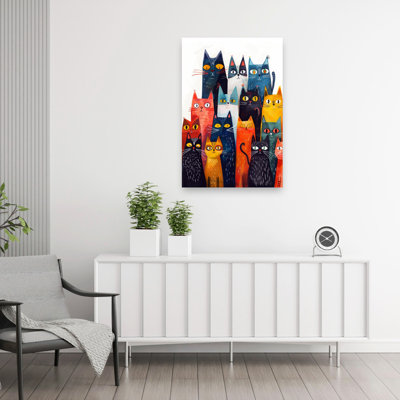 «Colorful Cat Collection», art mural moderne et coloré