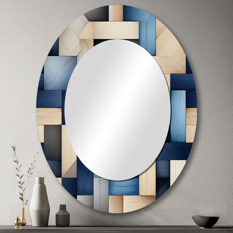 Tain - Miroir mural ovale moderne, H 43 po x l 33 po