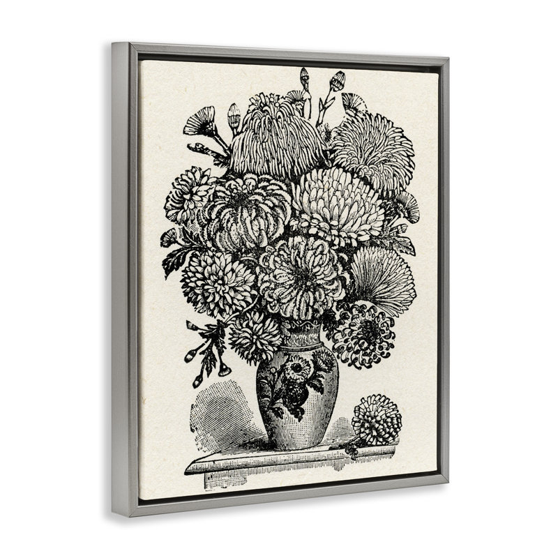 Cadre flottant Past Flowers Bouquet, design par Karen Smith, H 31 po x l 25 po, Cadre flottant gris lustré