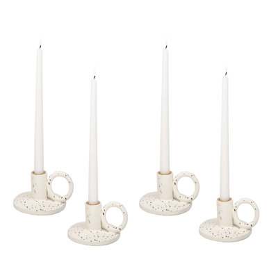 Porte-bougie moucheté blanc, paquet de 4