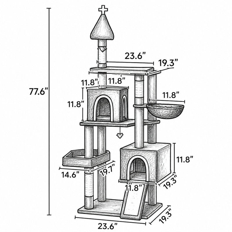 77.6 " H Cat Tree