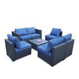 7-Piece Sofa Set Table With Sofa Chair PE Rattan
