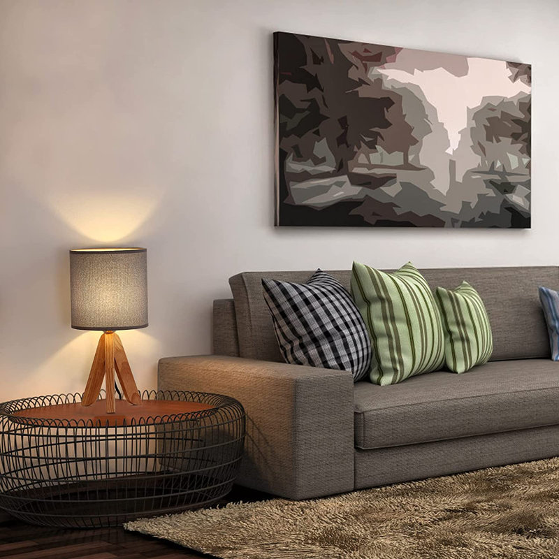 Ashleh Wood Tripod Lamp, Gray
