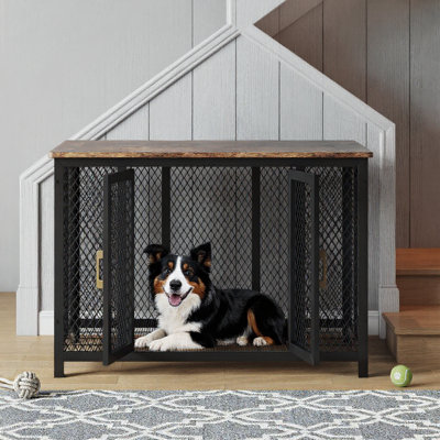 Mobilier de cage pour chien avec 2 portes et loquets