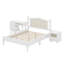 Ensemble de chambre à coucher 3 pièces avec cadre de lit en bois, 1 table de chevet rétro et 1 coiffeuse de maquillage avec tabouret-109942501