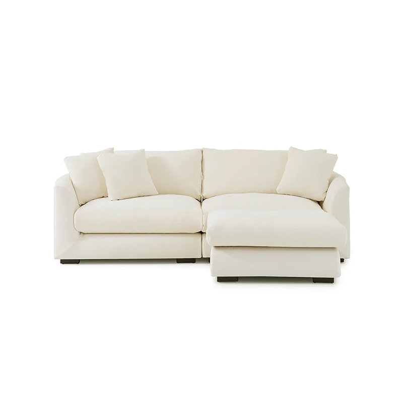 Canapé modulaire à bras évasé 88 po Deleah, Microfibre/microsuède beige