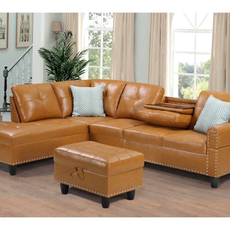 Canapé modulaire en similicuir avec repose-pieds Irine