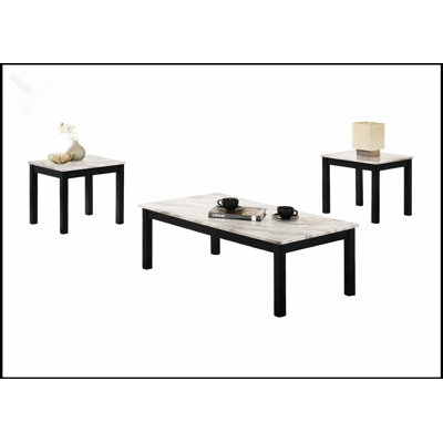 Ensemble de table basse et de table d'appoint 3 pièces Majestic White