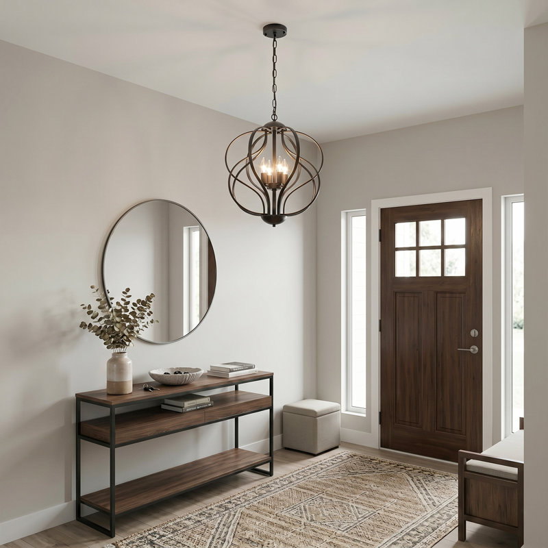 Luminaire suspendu style globe 4 lumières Farmhouse