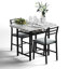 Ensemble de table de salle à manger 3 pièces avec plateau en faux marbre, rangement sous la table et chaises rembourrées pour les petits espaces, ensemble de salle à manger minimaliste pour la cuisine, le bar et le patio-1996580155