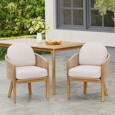 Chaise de salle à manger d'extérieur avec accoudoirs (ensemble de 2)