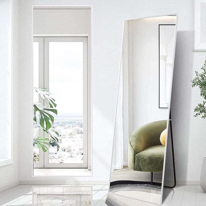 Miroir pleine grandeur pour plancher, Blanc, 58 po x 18 po