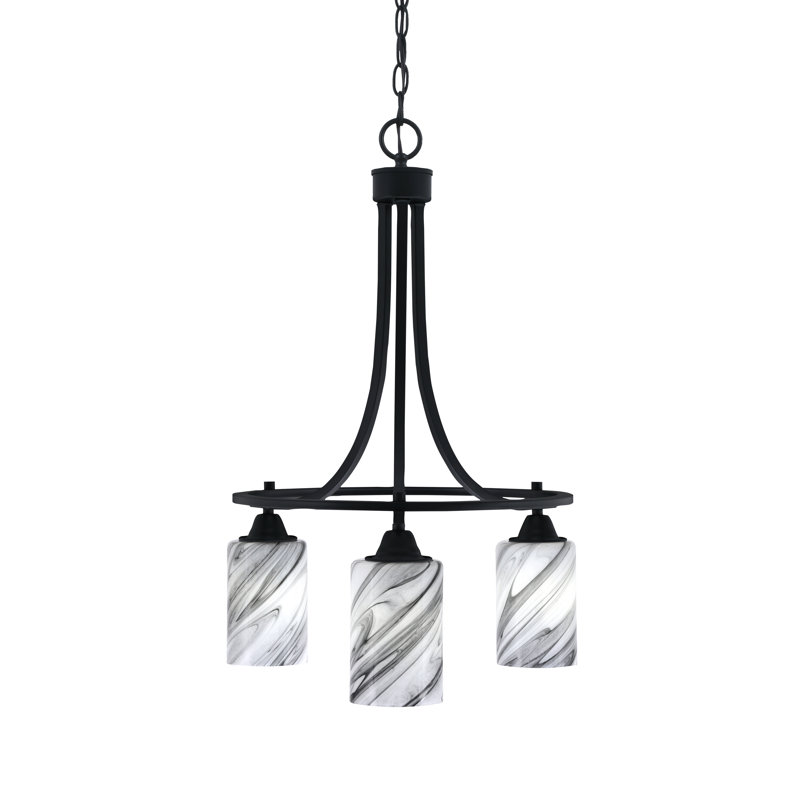 Paramount 3 Light Downlight Chandelier, White/Gray