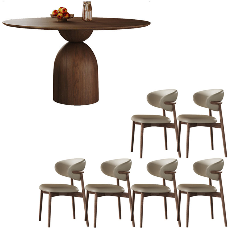 Ensemble de table ronde simple en bois massif de style rétro, H 29,5 po x L 53 po x l 53 po
