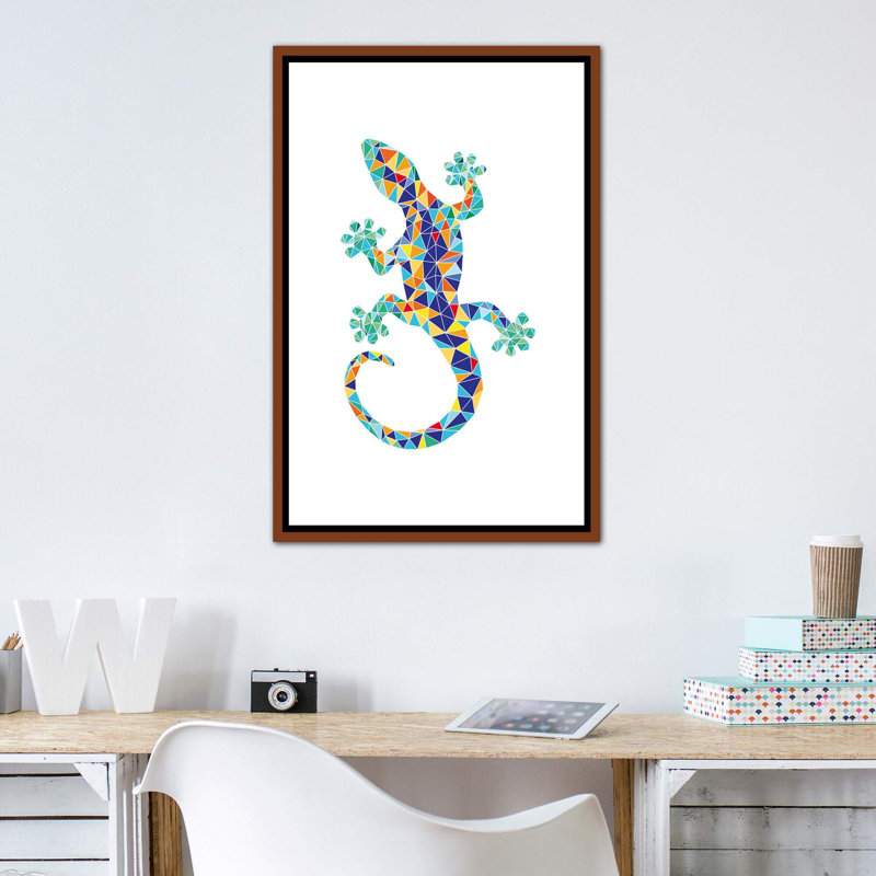 Gaudi Mosaic Dragon - impression d'art graphique, H 40 po x l 26 po x P 1,5 po, Toile avec cadre en bois classique