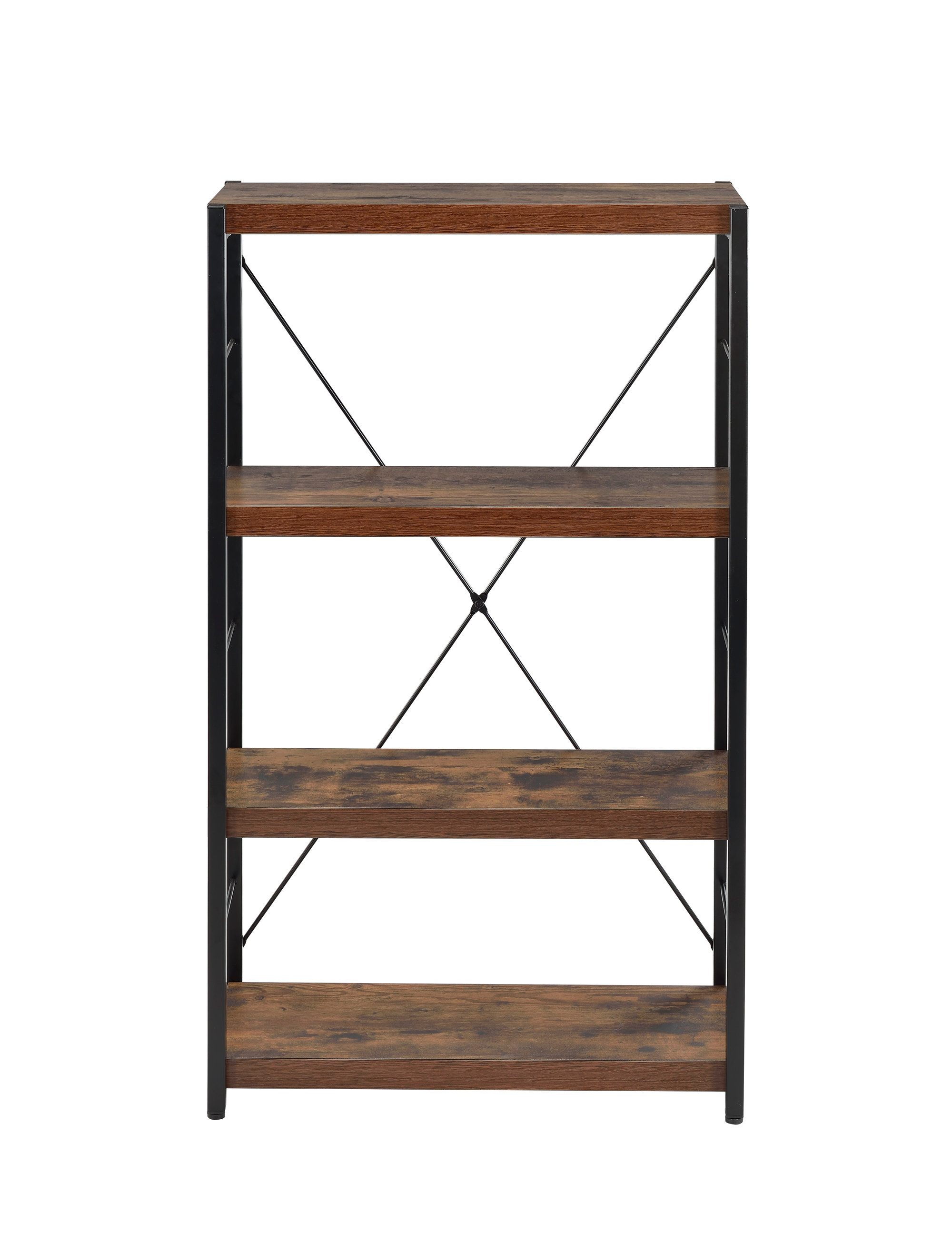 George Oliver Bob Weathered Oak & Black Finish Bookshelf | Wayfair