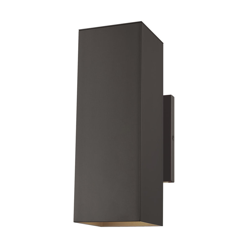 Medium Two Light Outdoor Wall Lantern, Yes, Black, 14.25" H x 5" W x 7.75" D