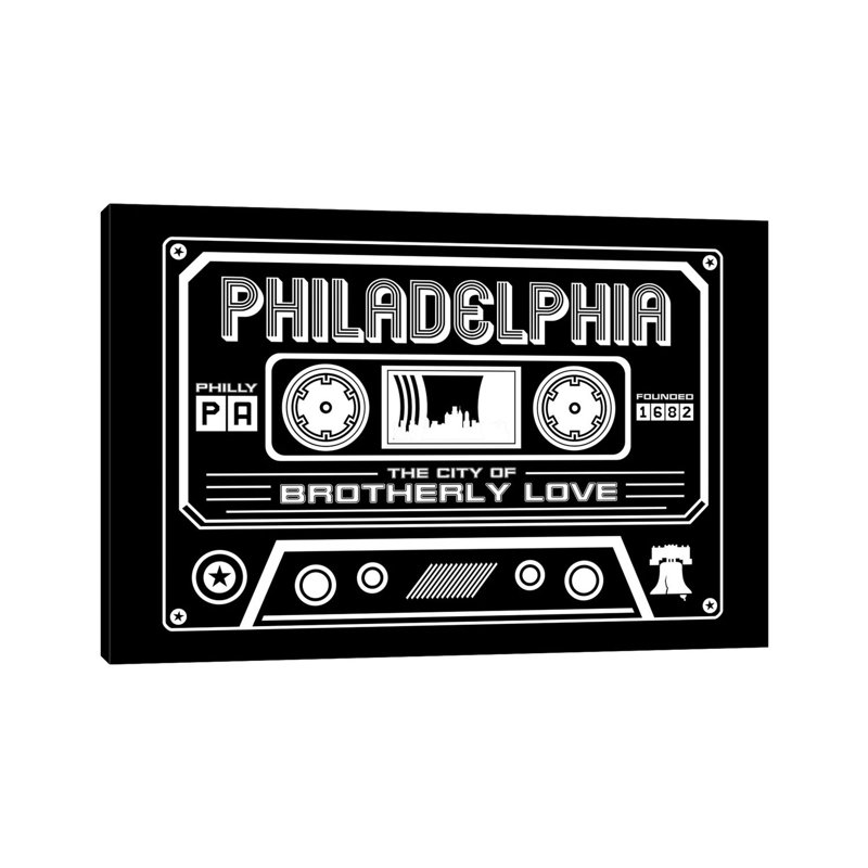 Philadelphia Cassette - Dark Background by Benton Park Prints - Wrapped Canvas Gallery-Wrapped Canvas Giclée